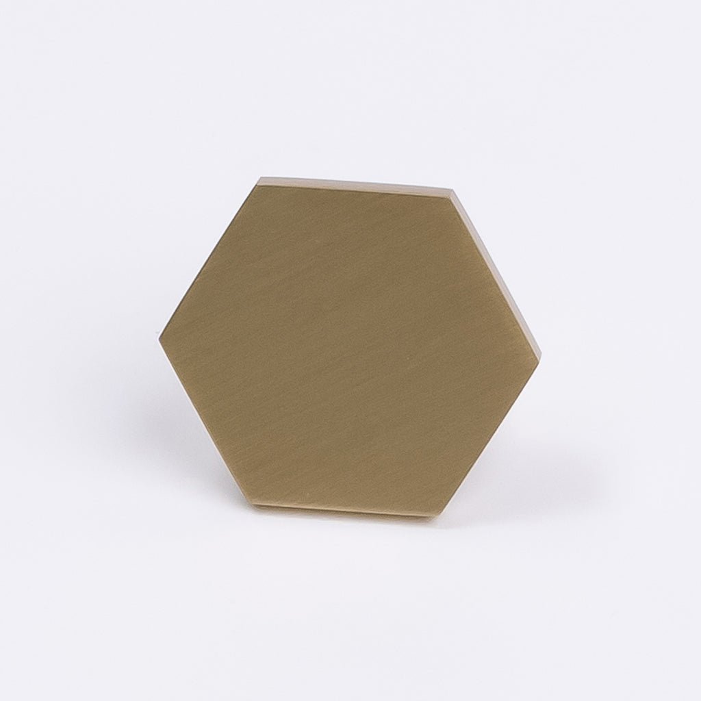 Brushed Brass Hexagonal Cabinet Knob - Rosalind - Manovella - Entry - Point - CABROS32BB - Manovella