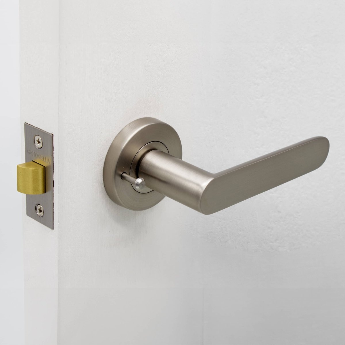 Brushed Nickel Privacy Door Handle - Fairhaven - Manovella - Entry - Point - FHV2BN - Manovella