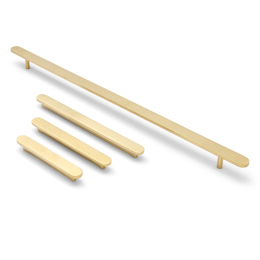 Manovella Imogen oval profile cabinet pulls in brushed brass