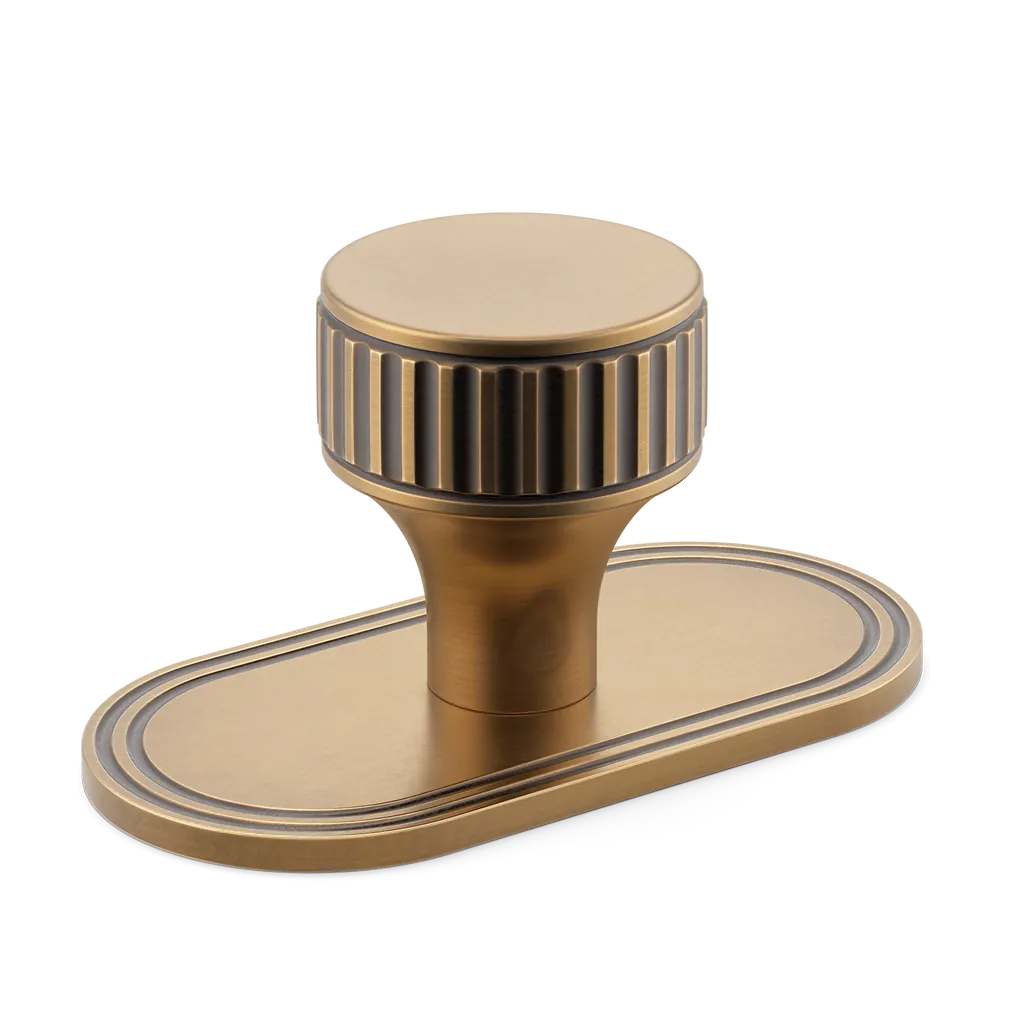 Barwick Ridged Cabinet Knob with Backplate By Armac Martin