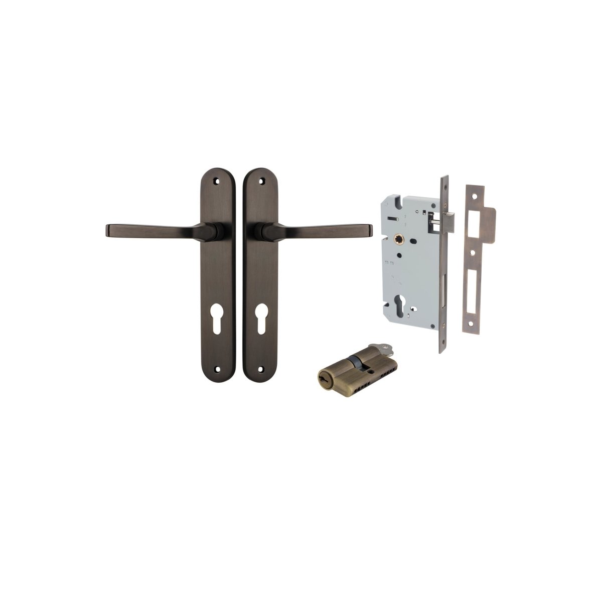 IVER Annecy Solid Brass Oval BackPlate Door Handle – Multiple Finishes Available - Entry - Point - 10732KENTR60KK - Iver