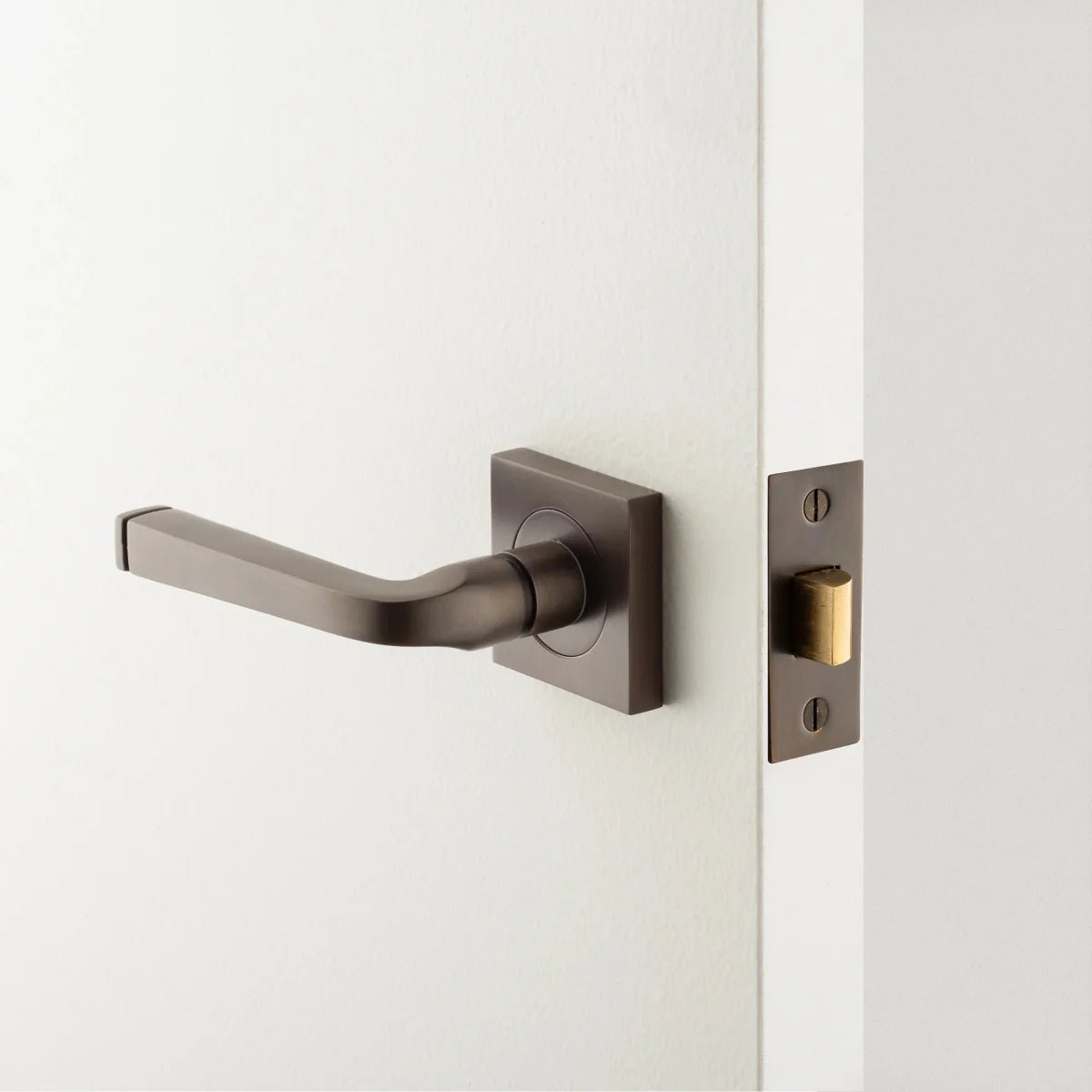 IVER Annecy Solid Brass Square Rose Door Handle – Multiple Finishes Available - Entry - Point - 0462KPASS60 - Iver