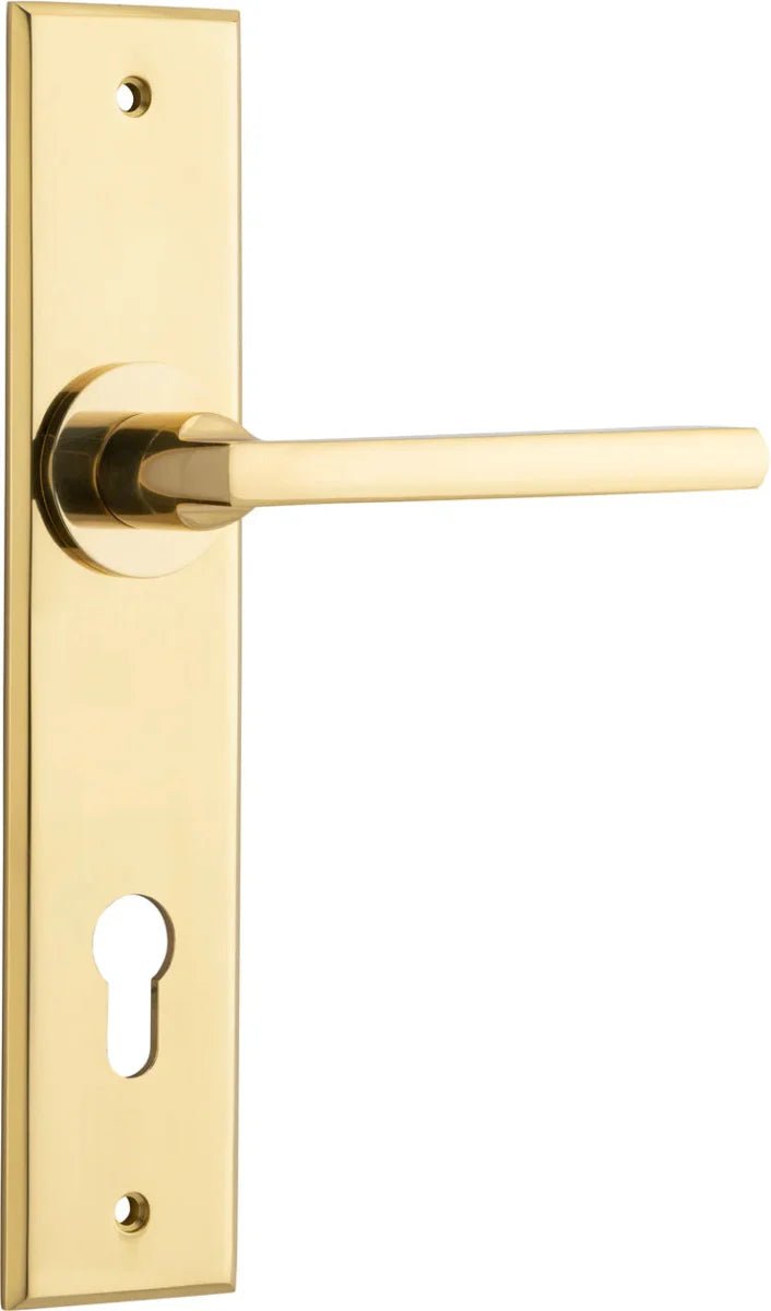 IVER Baltimore Solid Brass Chamfered Plate Door Handle – Multiple Finishes Available - Entry - Point - 10282E85 - Iver