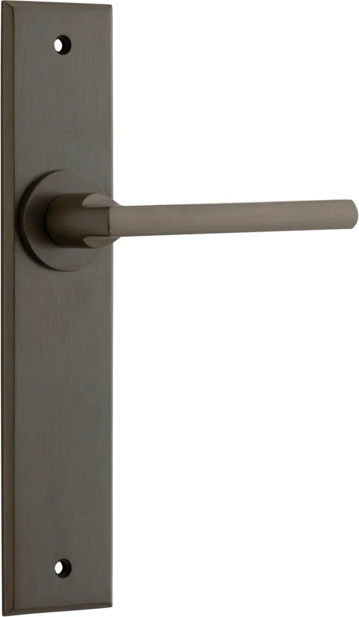 IVER Baltimore Solid Brass Chamfered Plate Door Handle – Multiple Finishes Available - Entry - Point - 10782 - Iver