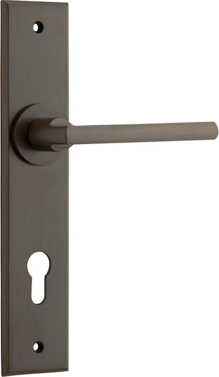 IVER Baltimore Solid Brass Chamfered Plate Door Handle – Multiple Finishes Available - Entry - Point - 10782E85 - Iver