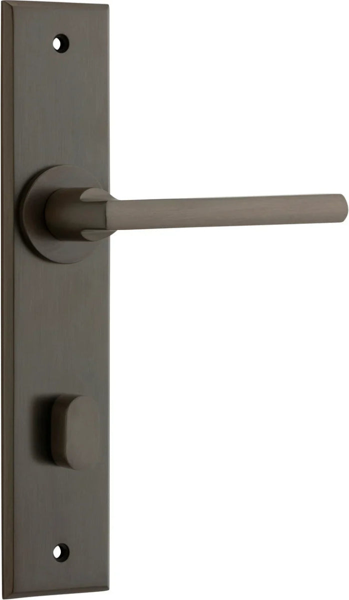 IVER Baltimore Solid Brass Chamfered Plate Door Handle – Multiple Finishes Available - Entry - Point - 10782P85 - Iver