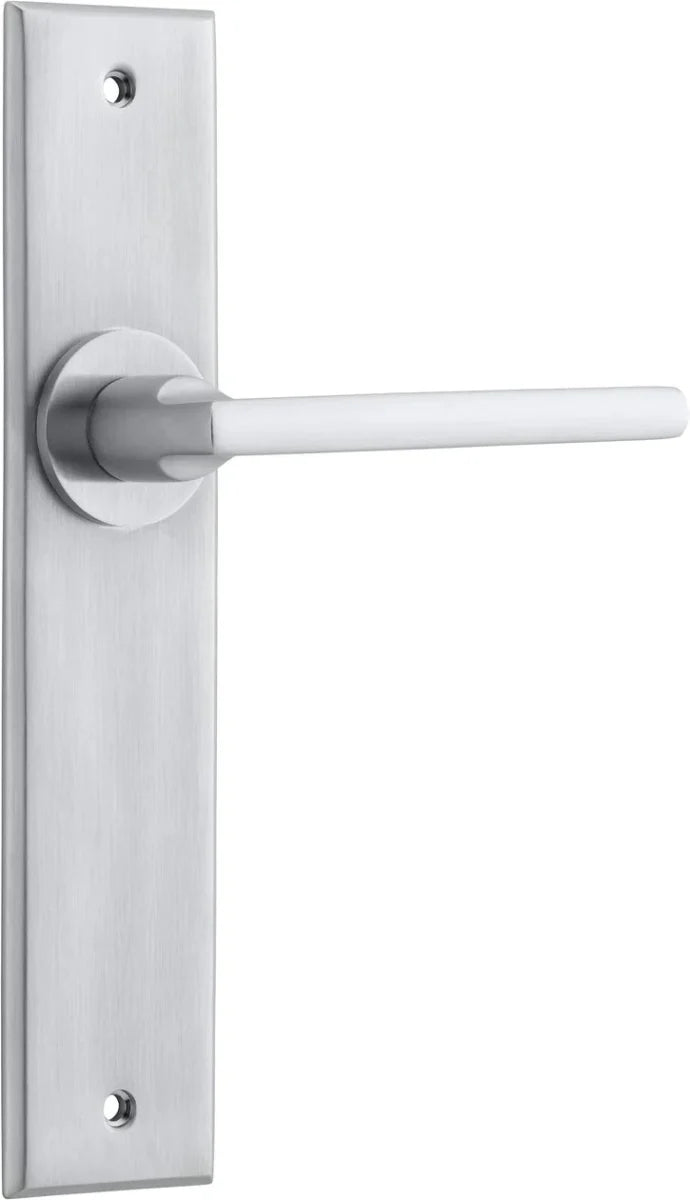 IVER Baltimore Solid Brass Chamfered Plate Door Handle – Multiple Finishes Available - Entry - Point - 12282 - Iver