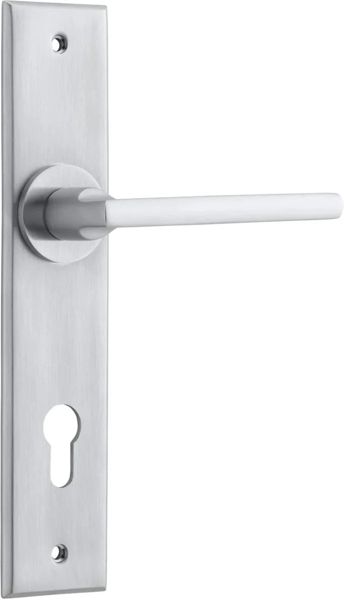 IVER Baltimore Solid Brass Chamfered Plate Door Handle – Multiple Finishes Available - Entry - Point - 12282E85 - Iver