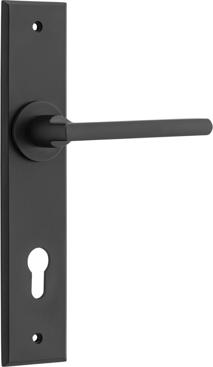 IVER Baltimore Solid Brass Chamfered Plate Door Handle – Multiple Finishes Available - Entry - Point - 12782E85 - Iver