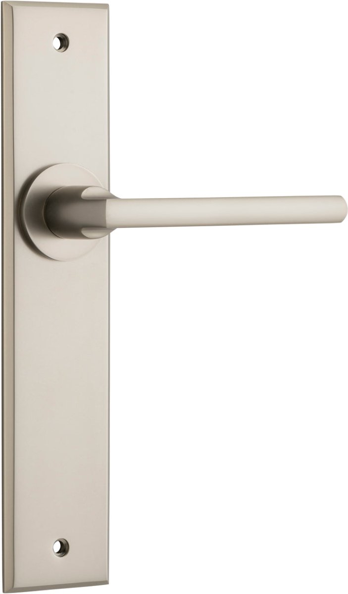 IVER Baltimore Solid Brass Chamfered Plate Door Handle – Multiple Finishes Available - Entry - Point - 14782 - Iver