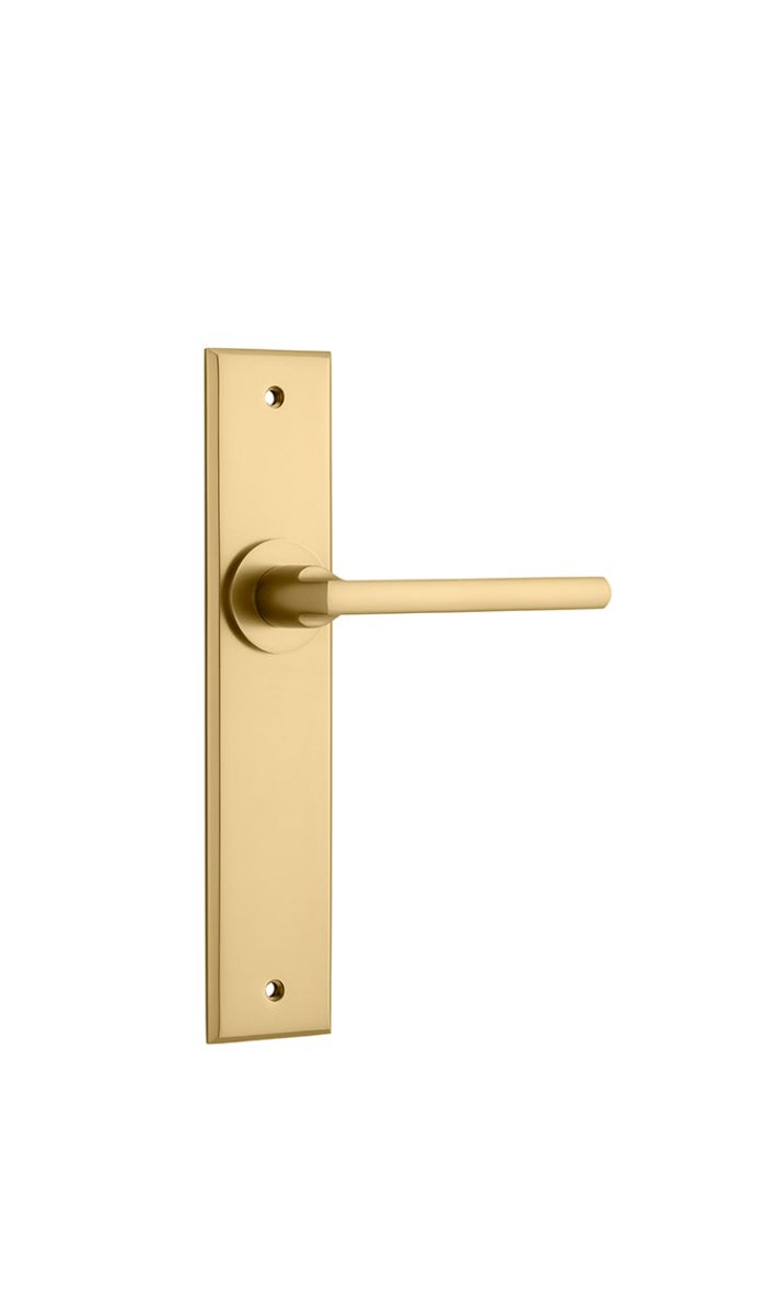 IVER Baltimore Solid Brass Chamfered Plate Door Handle – Multiple Finishes Available - Entry - Point - 15282 - Iver