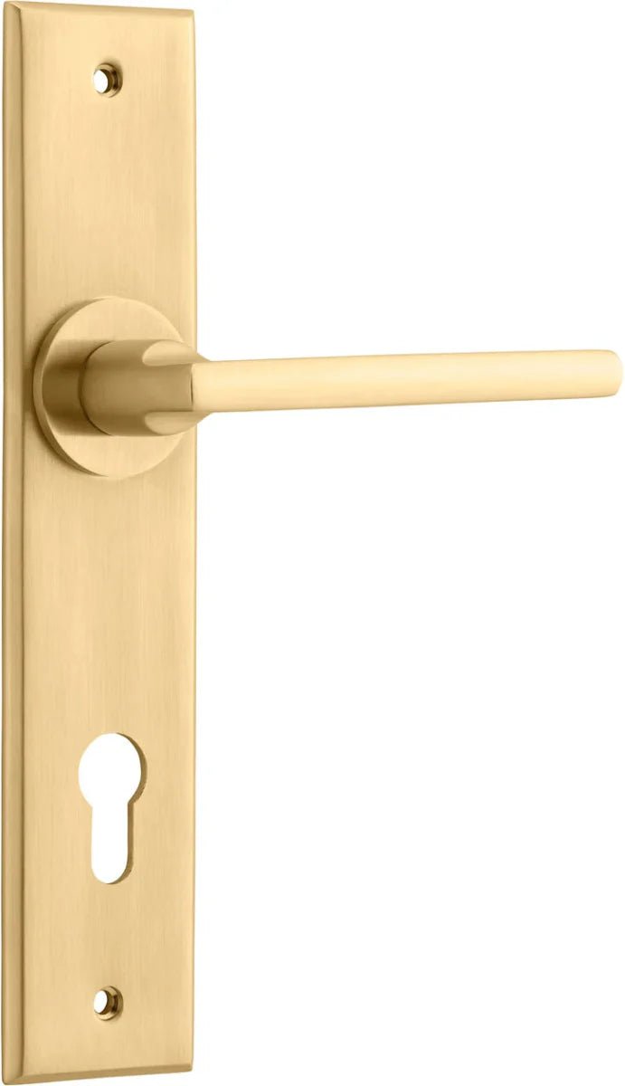 IVER Baltimore Solid Brass Chamfered Plate Door Handle – Multiple Finishes Available - Entry - Point - 15282E85 - Iver