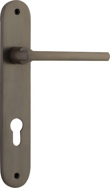 IVER Baltimore Solid Brass Oval Plate Door Handle – Multiple Finishes Available - Entry - Point - 10726E85 - Iver