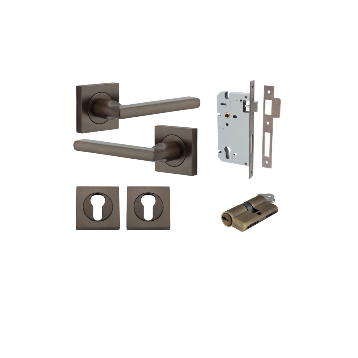 IVER Baltimore Solid Brass Square Rose Door Handle – Multiple Finishes Available - Entry - Point - 0271KENTR60KK - Iver