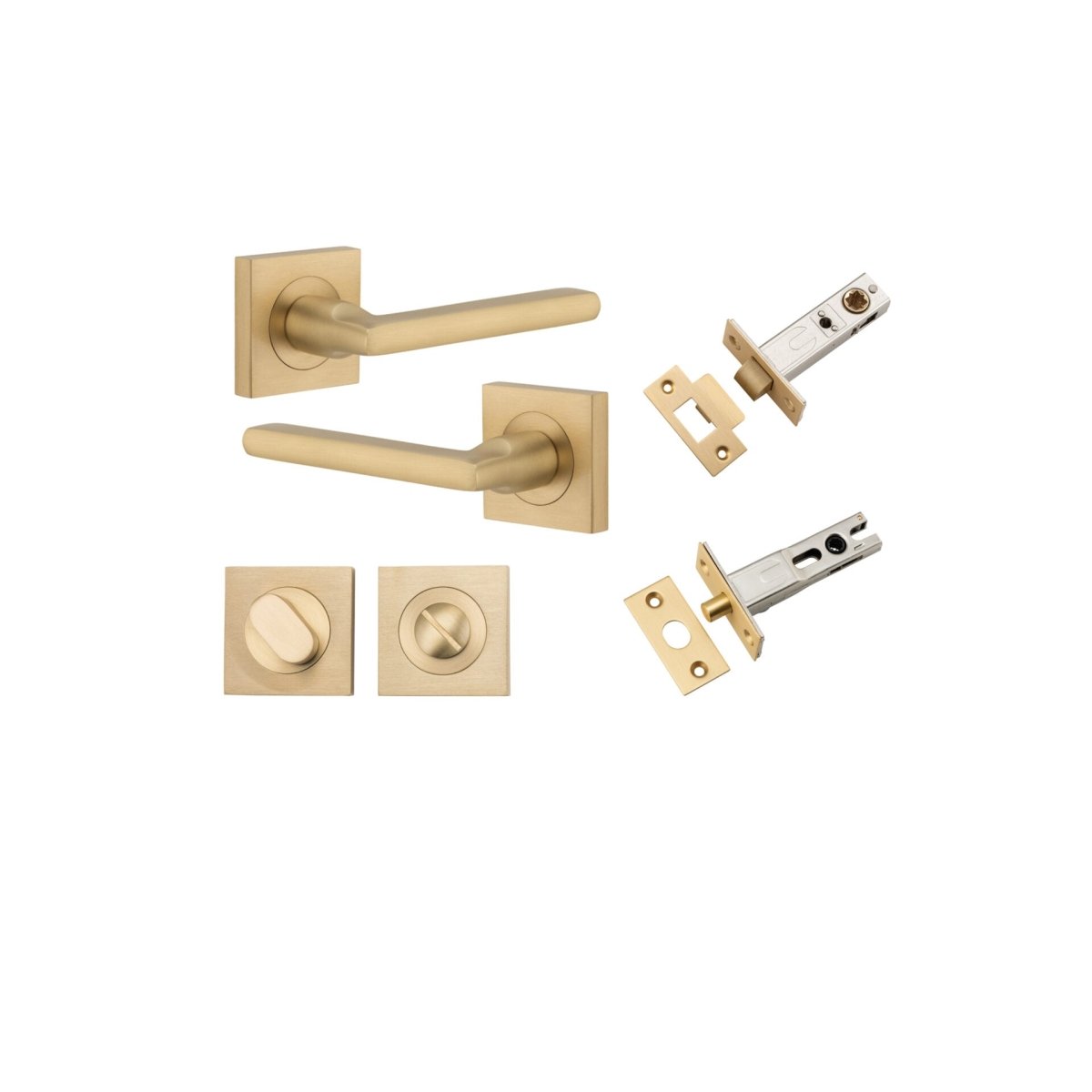 IVER Baltimore Solid Brass Square Rose Door Handle – Multiple Finishes Available - Entry - Point - 0458KPRIV60 - Iver