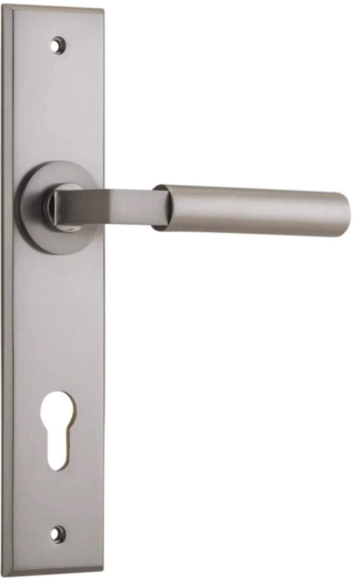 IVER Berlin Solid Brass Chamfered Plate Door Handle – Multiple Finishes Available - Entry - Point - 14794E85 - Iver