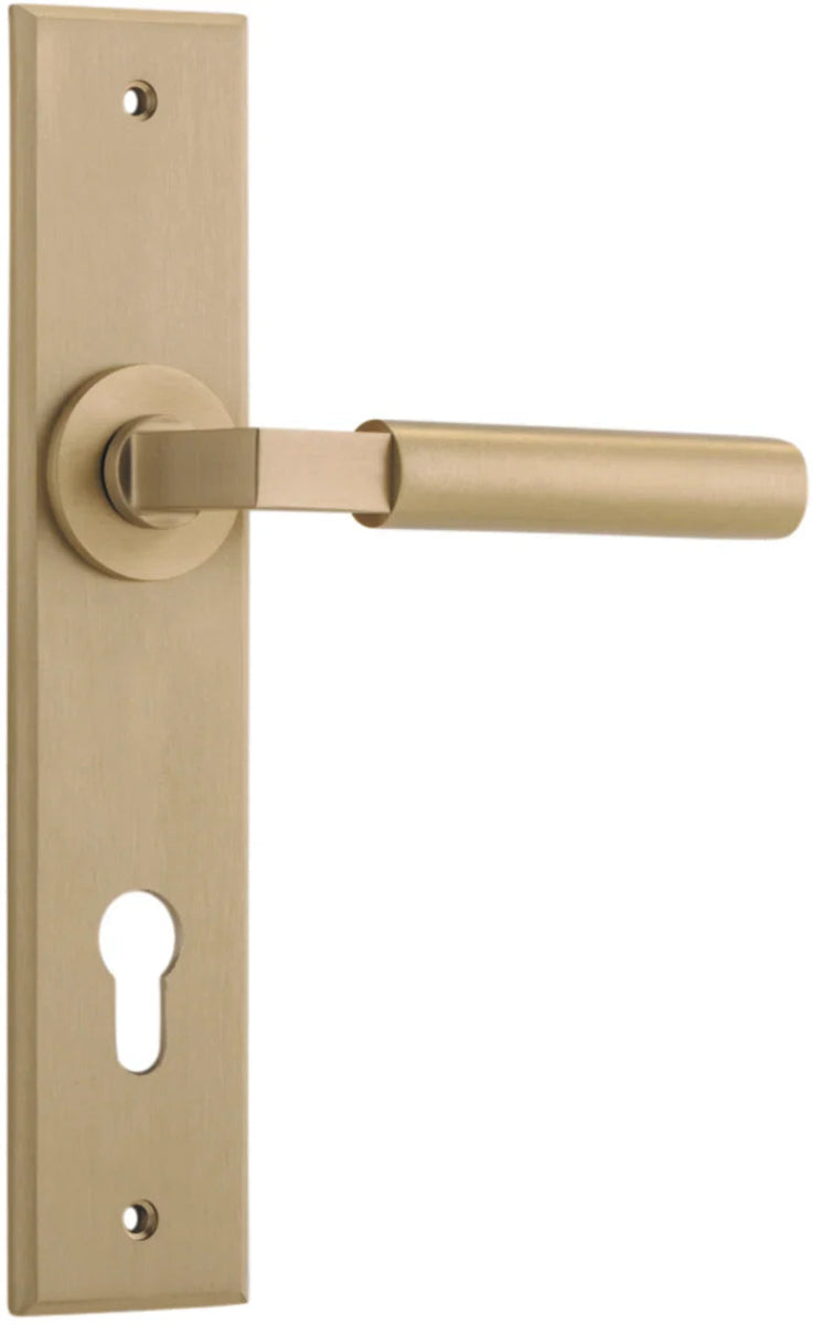 IVER Berlin Solid Brass Chamfered Plate Door Handle – Multiple Finishes Available - Entry - Point - 15294E85 - Iver