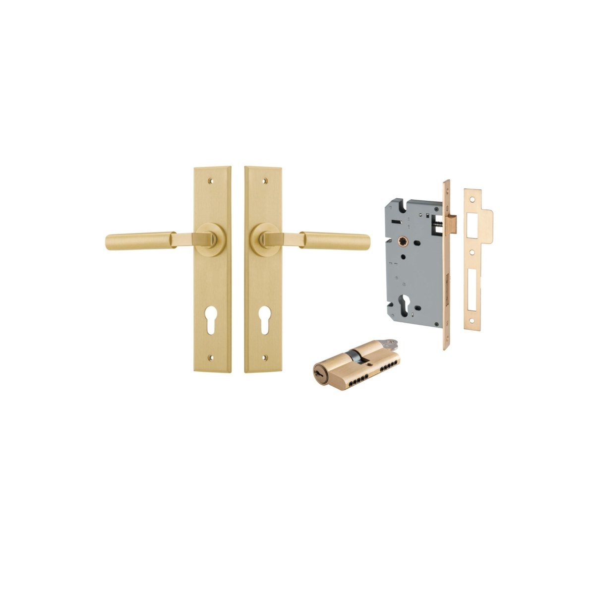 IVER Berlin Solid Brass Chamfered Plate Door Handle – Multiple Finishes Available - Entry - Point - 15294KENTR60KK - Iver