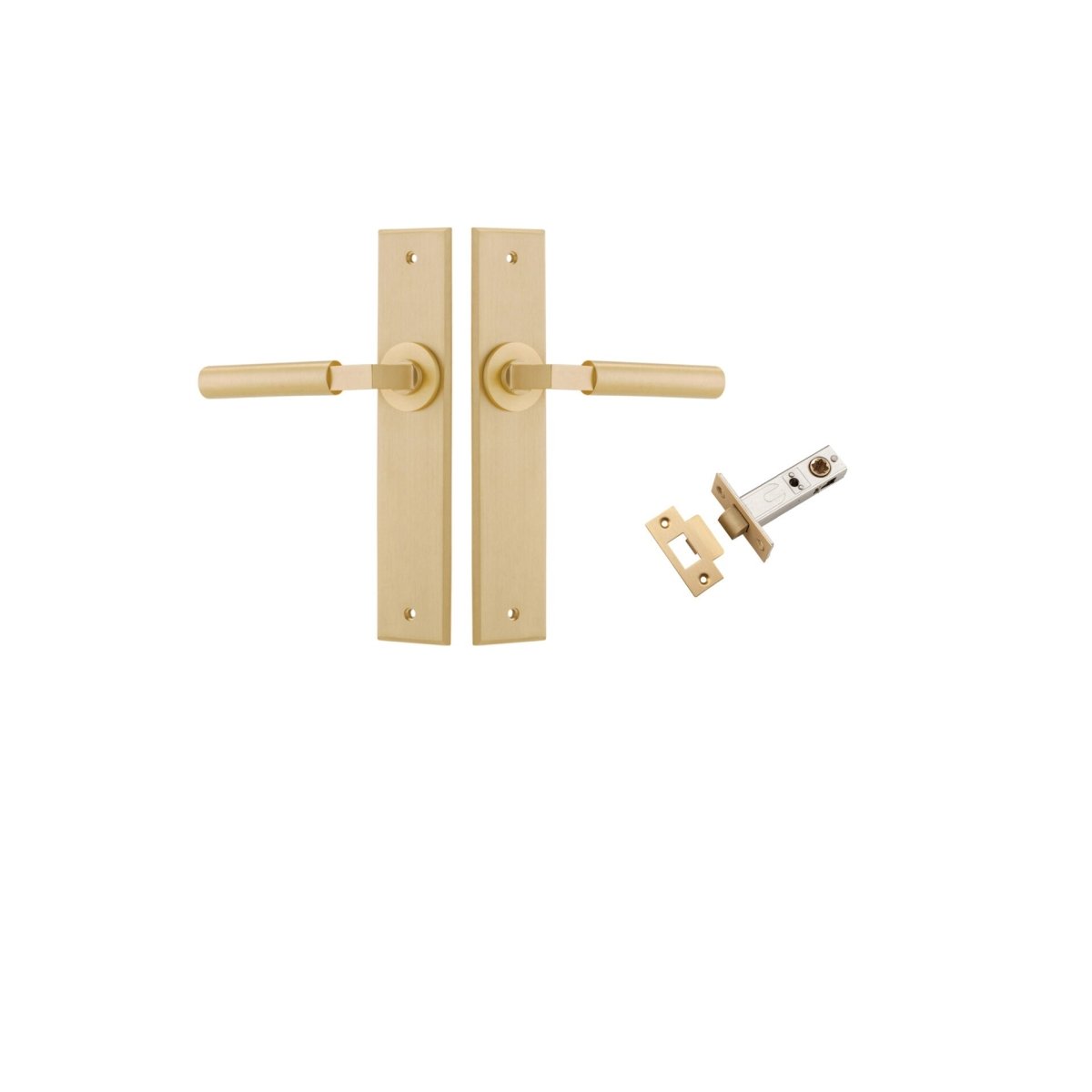 IVER Berlin Solid Brass Chamfered Plate Door Handle – Multiple Finishes Available - Entry - Point - 15294KPASS60 - Iver