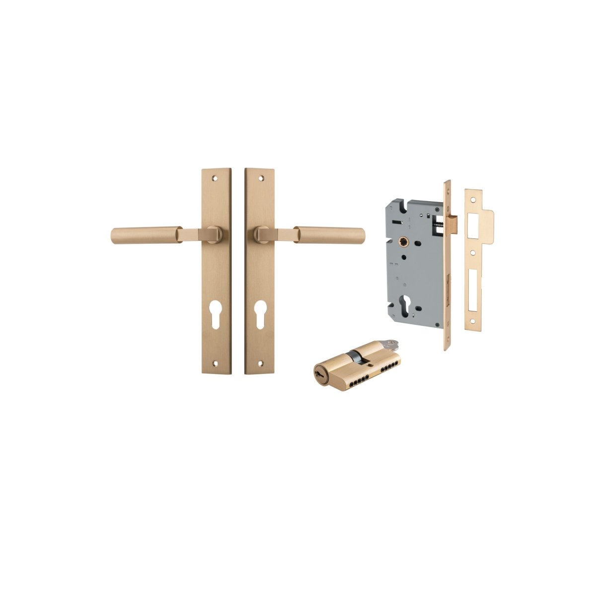 IVER Berlin Solid Brass Rectangular Backplate Door Handle – Multiple Finishes Available - Entry - Point - 15250KENTR60KK - Iver