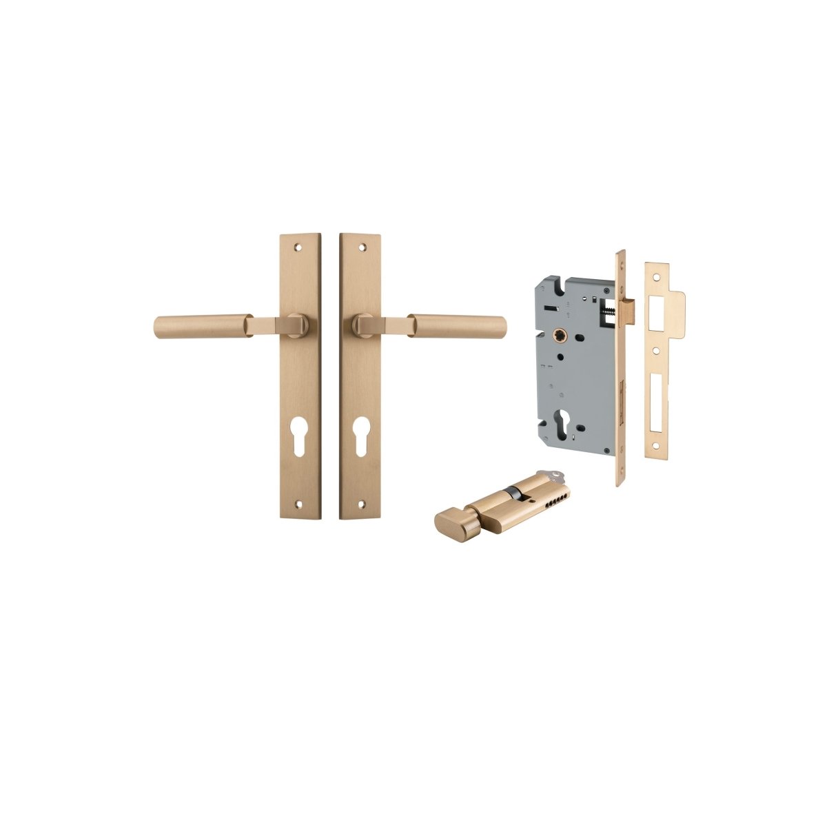 IVER Berlin Solid Brass Rectangular Backplate Door Handle – Multiple Finishes Available - Entry - Point - 15250KENTR60KT - Iver
