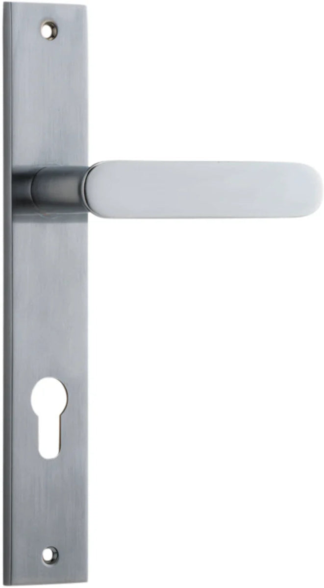 IVER Bronte Solid Brass Rectangular Backplate Door Handle – Multiple Finishes Available - Entry - Point - 12248E85 - Iver