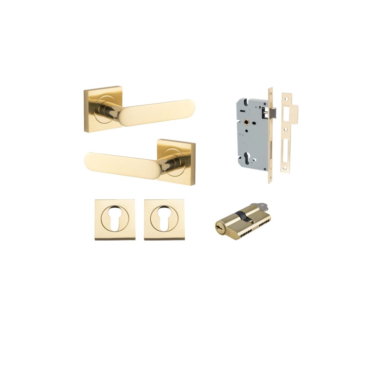 IVER Bronte Solid Brass Square Rose Door Handle – Multiple Finishes Available - Entry - Point - 0400KENTR60KK - Iver