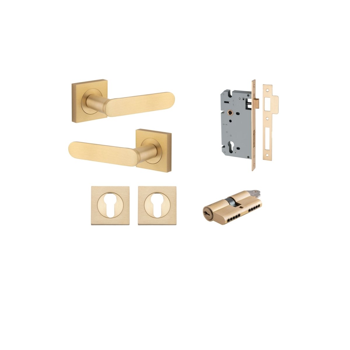IVER Bronte Solid Brass Square Rose Door Handle – Multiple Finishes Available - Entry - Point - 0463KENTR60KK - Iver