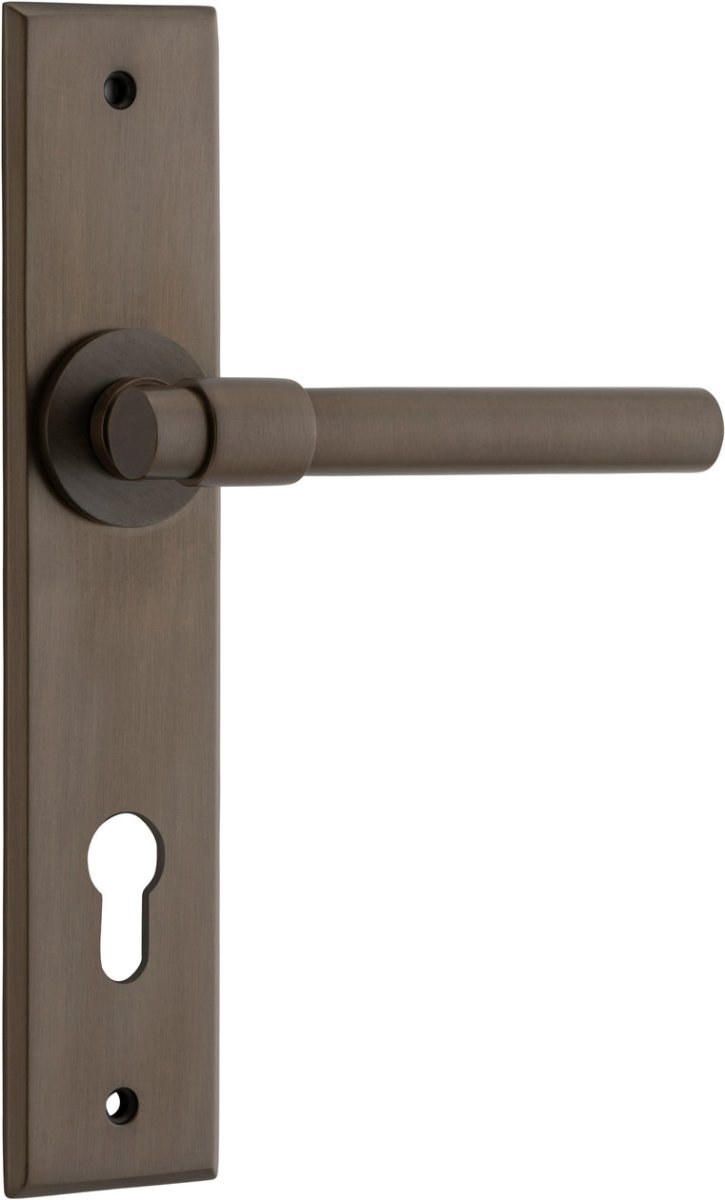 IVER Helsinki Lever Solid Brass Chamfered Backplate Door Handle – Multiple Finishes Available - Entry - Point - 10904E85 - Iver