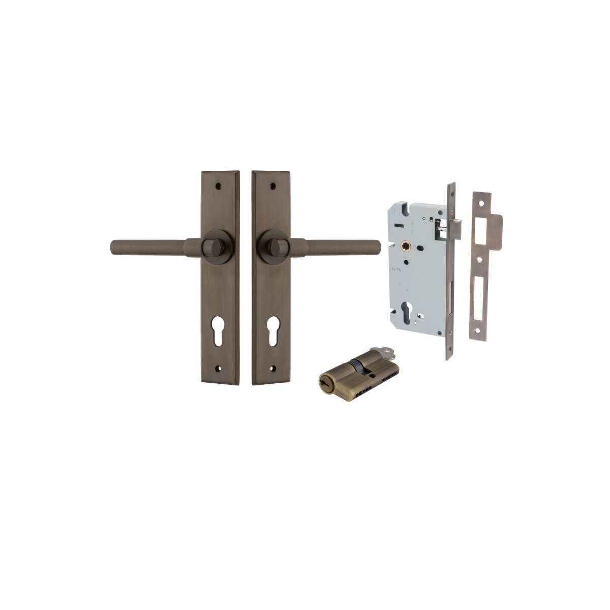 IVER Helsinki Lever Solid Brass Chamfered Backplate Door Handle – Multiple Finishes Available - Entry - Point - 10904KENTR60KK - Iver