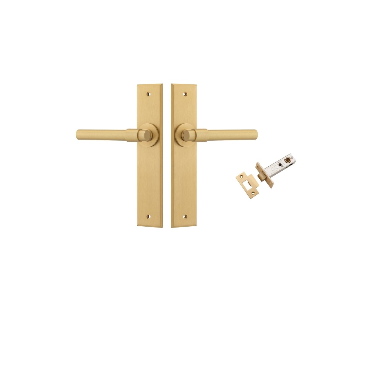 IVER Helsinki Lever Solid Brass Chamfered Backplate Door Handle – Multiple Finishes Available - Entry - Point - 15404KPASS60 - Iver