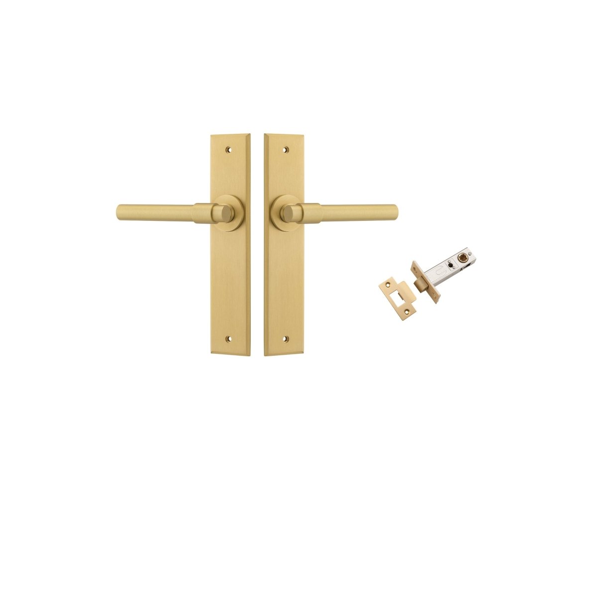 IVER Helsinki Lever Solid Brass Chamfered Backplate Door Handle – Multiple Finishes Available - Entry - Point - 16404KPASS60 - Iver