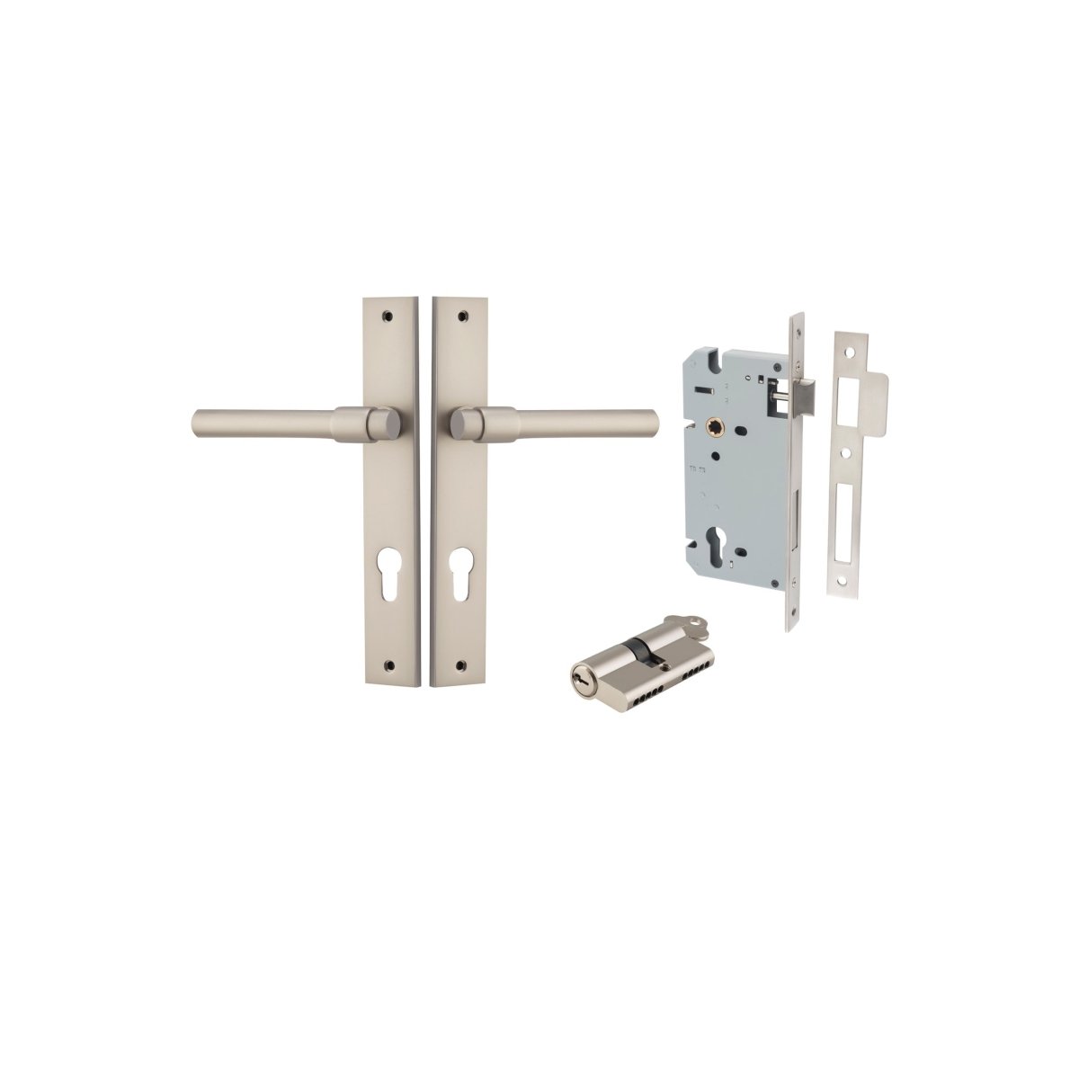 IVER Helsinki Solid Brass Rectangular Backplate Door Handle – Multiple Finishes Available - Entry - Point - 14896KENTR60KK - Iver