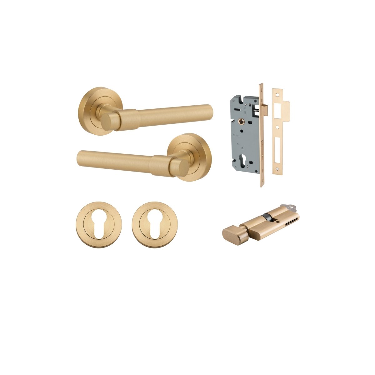 IVER Helsinki Solid Brass Round Rose Door Handle – Multiple Finishes Available - Entry - Point - 20626KENTR60KT - Iver