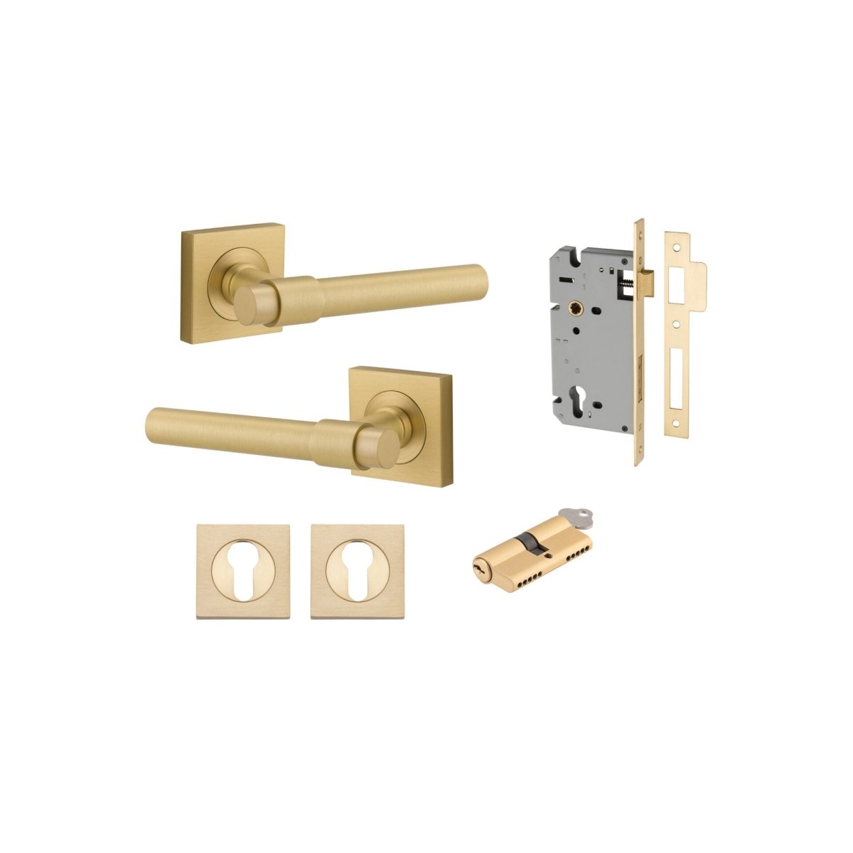 IVER Helsinki Solid Brass Square Rose Door Handle – Multiple Finishes Available - Entry - Point - 16204KENTR60KK - Iver