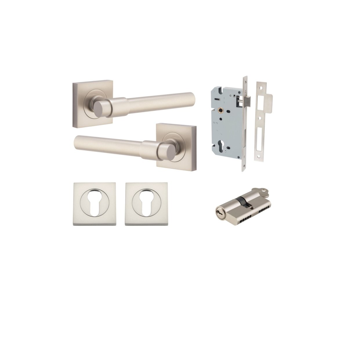 IVER Helsinki Solid Brass Square Rose Door Handle – Multiple Finishes Available - Entry - Point - 21209KENTR60KK - Iver