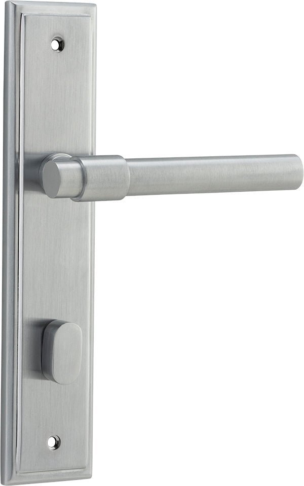 IVER Helsinki Solid Brass Stepped Backplate Door Handle – Multiple Finishes Available - Entry - Point - 12402P85 - Iver
