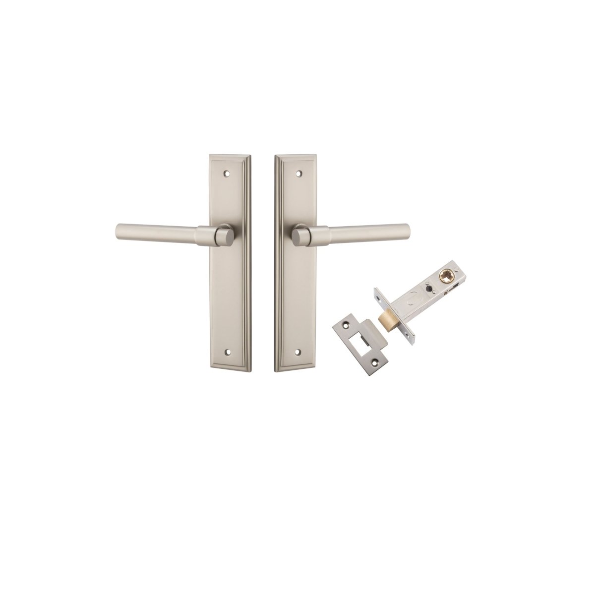 IVER Helsinki Solid Brass Stepped Backplate Door Handle – Multiple Finishes Available - Entry - Point - 14902KPASS60 - Iver
