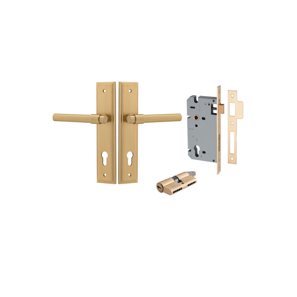 IVER Helsinki Solid Brass Stepped Backplate Door Handle – Multiple Finishes Available - Entry - Point - 15402KENTR60KK - Iver