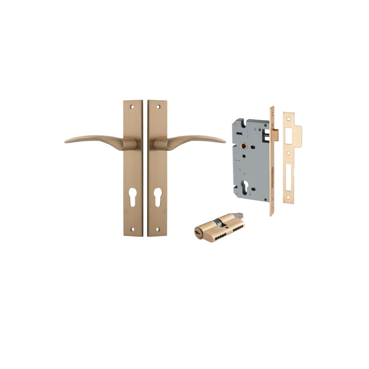 IVER Oxford Solid Brass Rectangular Plate Door Handle – Multiple Finishes Available - Entry - Point - 15704KENTR60KK - Iver