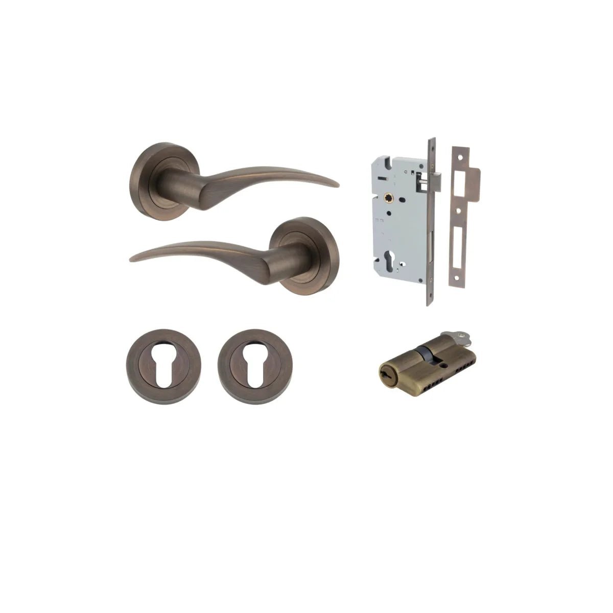 IVER Oxford Solid Brass Round Rose Door Handle – Multiple Finishes Available - Entry - Point - 9221KENTR60KK - Iver