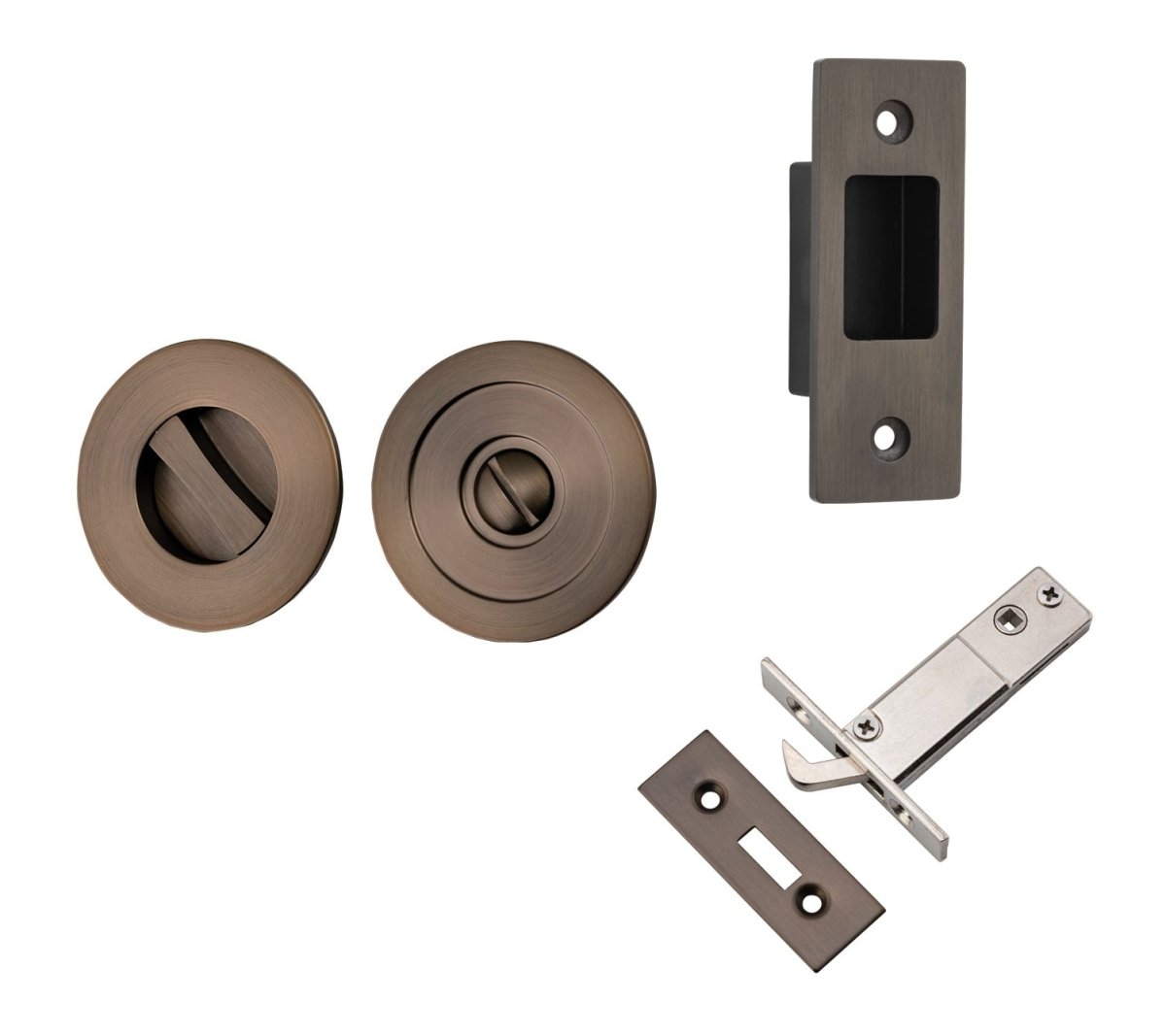 IVER Round Sliding Door Pull Privacy Kit - Multiple Finishes Available - Entry - Point - 21431 - Iver