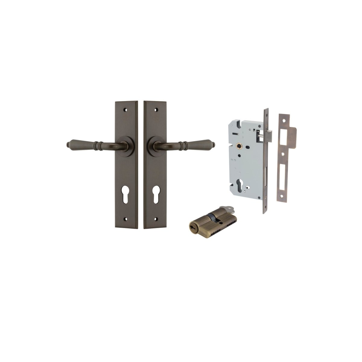 IVER Sarlat Solid Brass Chamfered Plate Door Handle – Multiple Finishes Available - Entry - Point - 10780KENTR60KK - Iver