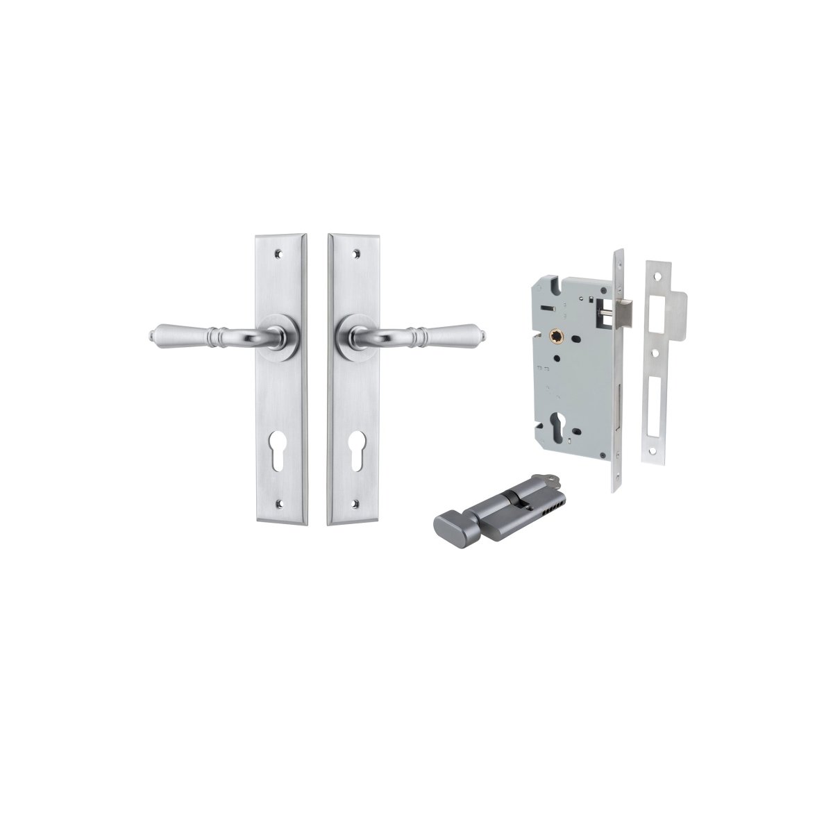 IVER Sarlat Solid Brass Chamfered Plate Door Handle – Multiple Finishes Available - Entry - Point - 12280KENTR60KT - Iver