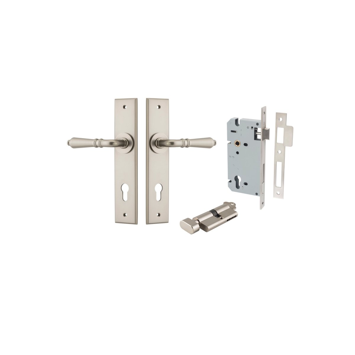 IVER Sarlat Solid Brass Chamfered Plate Door Handle – Multiple Finishes Available - Entry - Point - 14780KENTR60KT - Iver