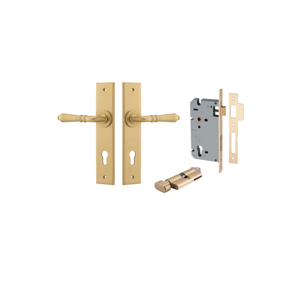 IVER Sarlat Solid Brass Chamfered Plate Door Handle – Multiple Finishes Available - Entry - Point - 15780KENTR60KT - Iver