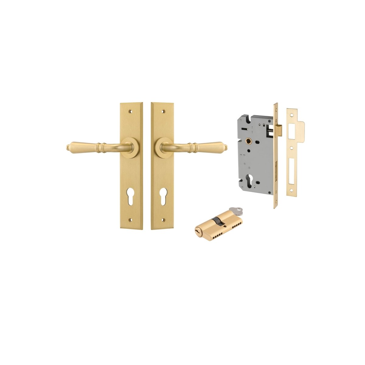 IVER Sarlat Solid Brass Chamfered Plate Door Handle – Multiple Finishes Available - Entry - Point - 16214KENTR60KK - Iver