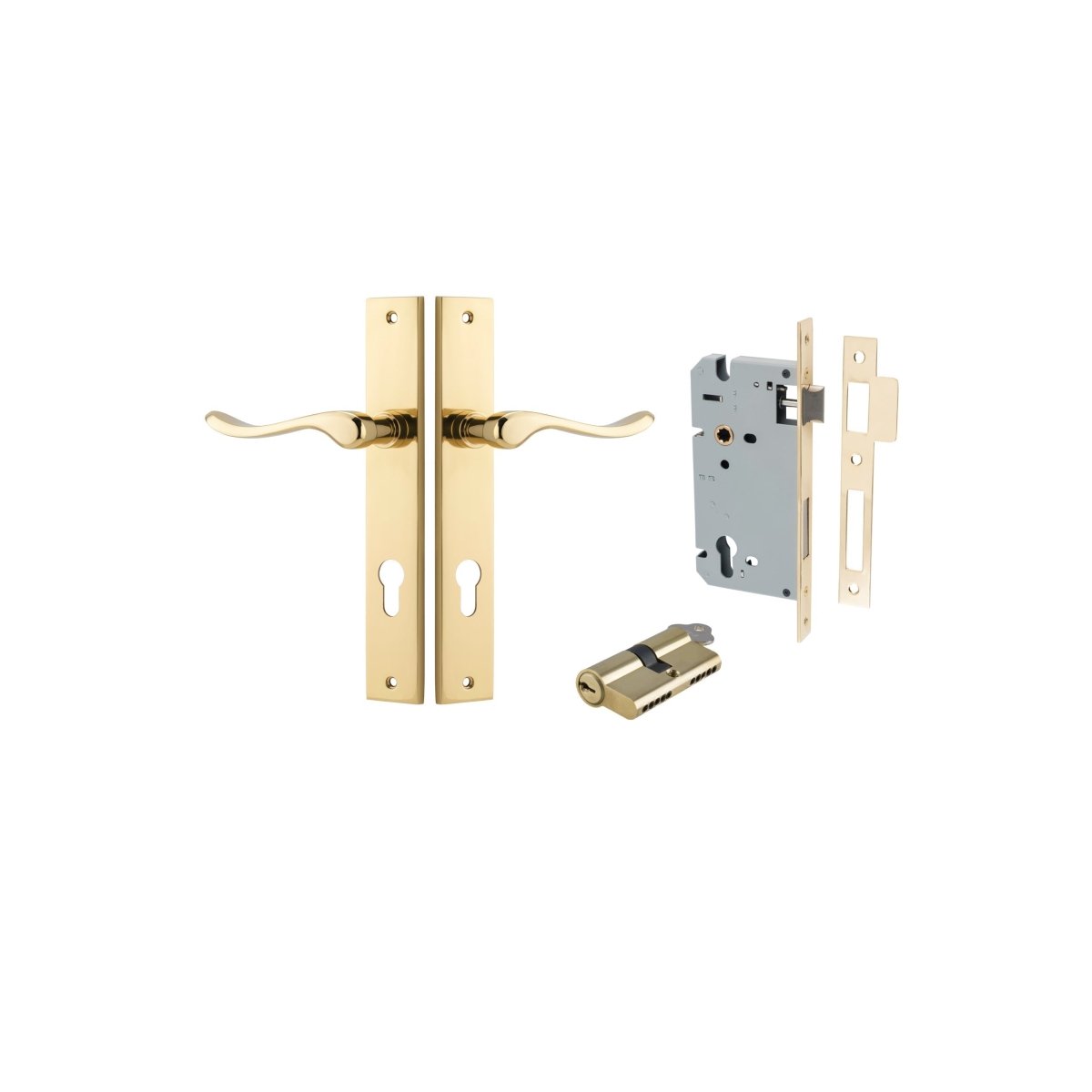 IVER Stirling Solid Brass Rectangular Plate Door Handle – Multiple Finishes Available - Entry - Point - 10420KENTR60KK - Iver