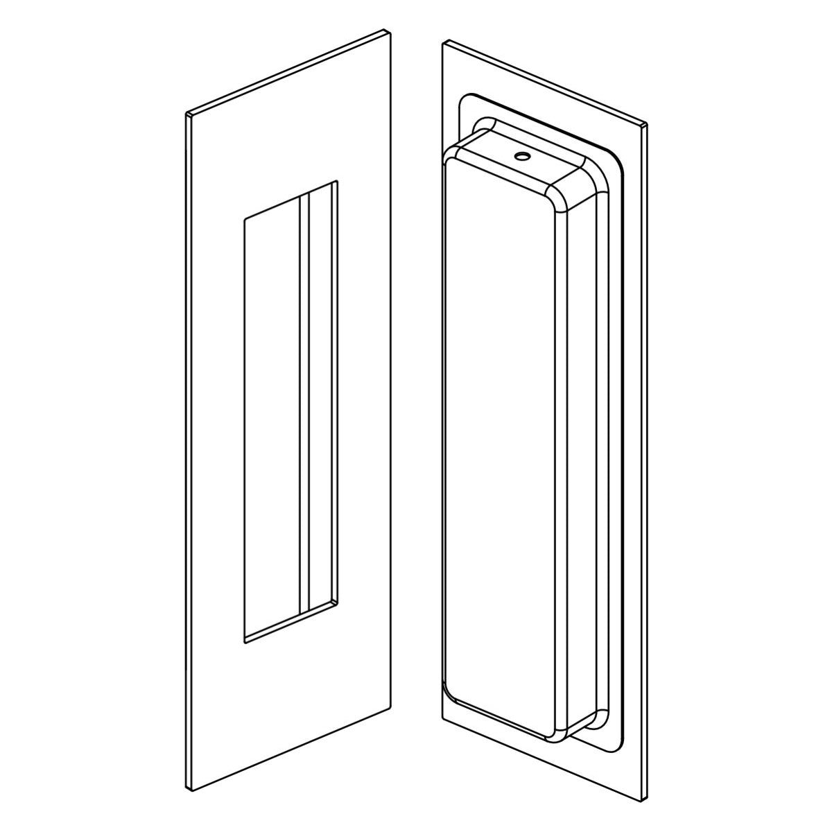 Line drawing of Manovella 150mm x 150mm Matt Black Flush Pull