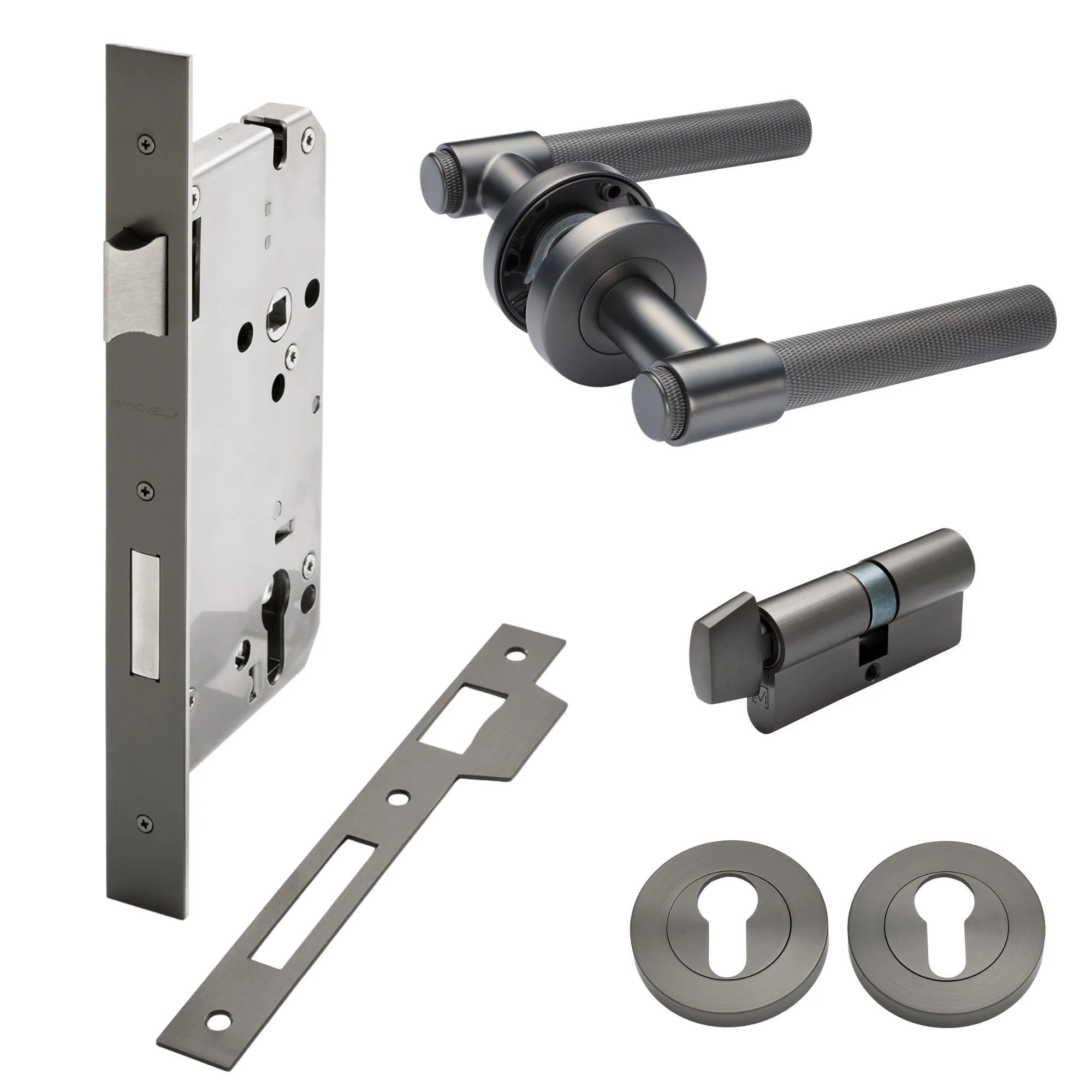 Gunmetal Entrance Door Kit Rosedale - Manovella